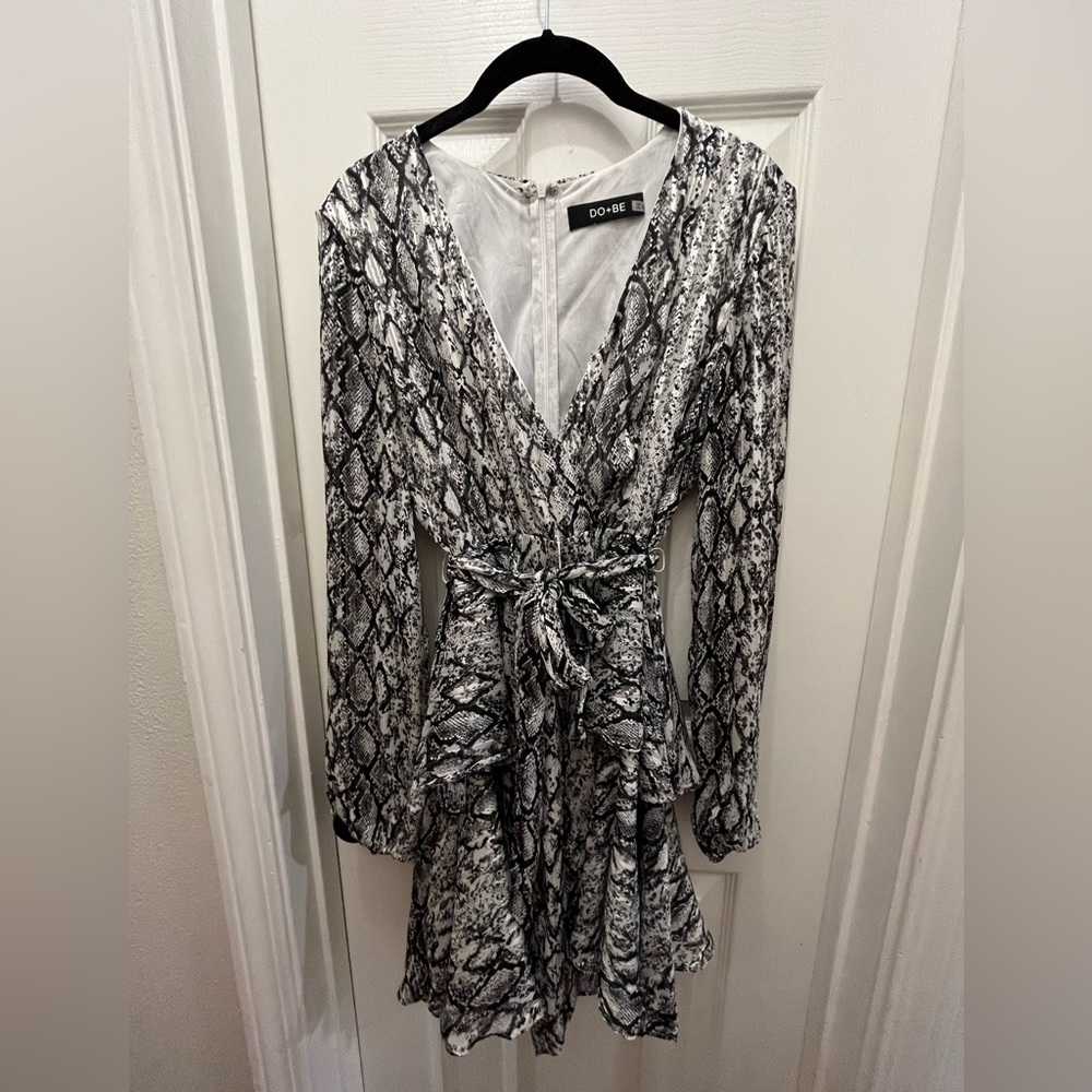 Snakeskin Wrap Mini Dress